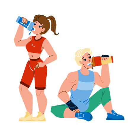People are drinking protein shake  Illustration