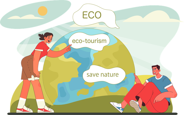 People are encouraging eco-tourism  Illustration