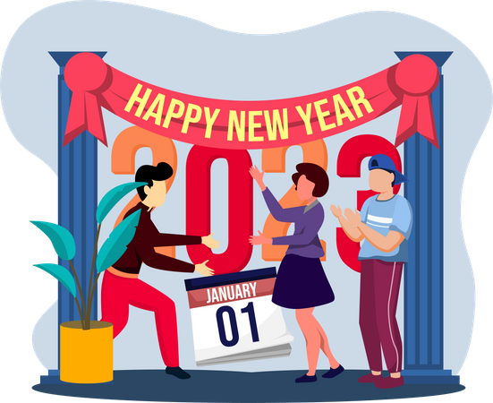 People Are Excited For New Year Party Illustration