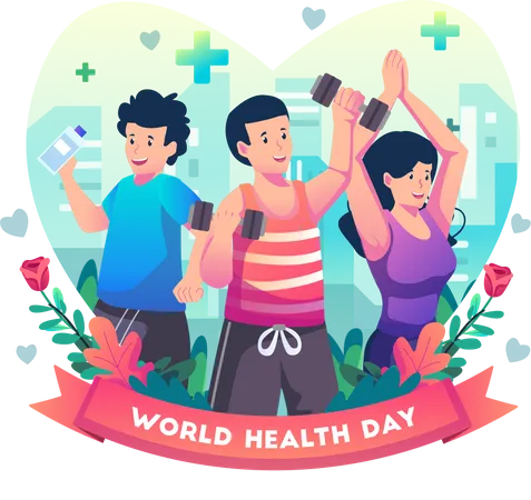 People are exercising to stay healthy Illustration