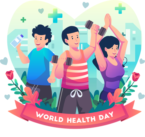 People are exercising to stay healthy  Illustration