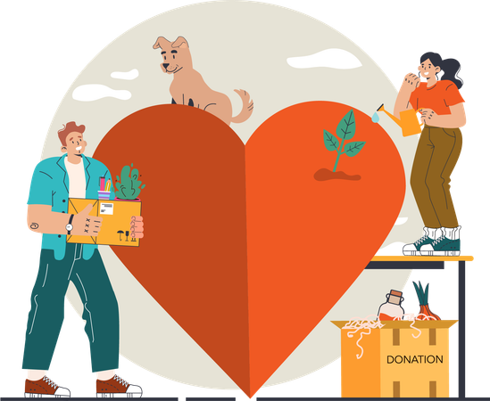 People are giving donations  Illustration
