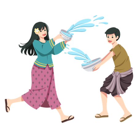 People are playing water holi  Illustration
