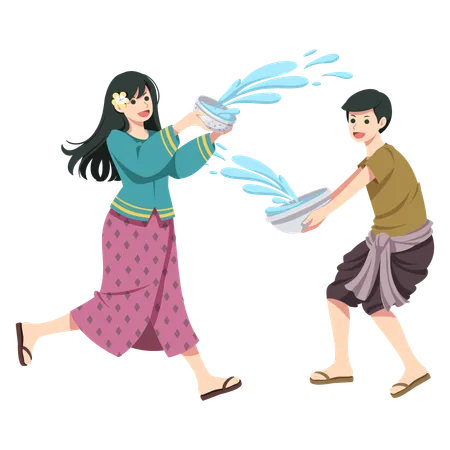 People are playing water holi  Illustration
