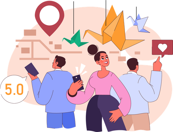 People are rating art gallery  Illustration