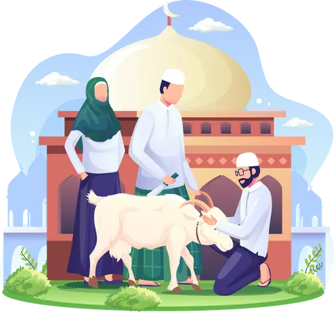 People are sacrificing goats on Eid al Adha  Illustration