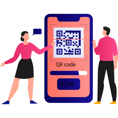 People are scanning codes  Illustration