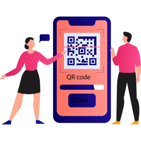 People are scanning codes  Illustration