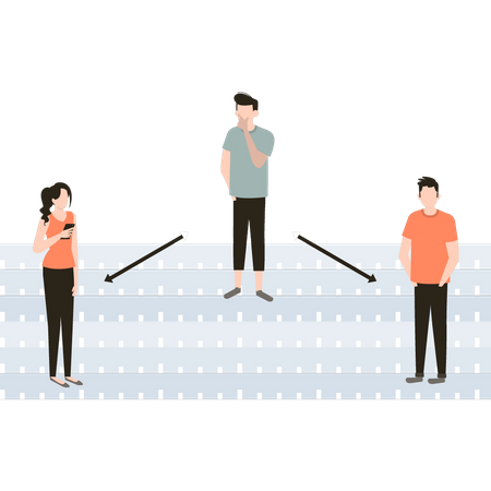 People are standing on safe distance  Illustration