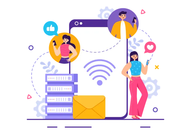 People are using wireless connection  Illustration