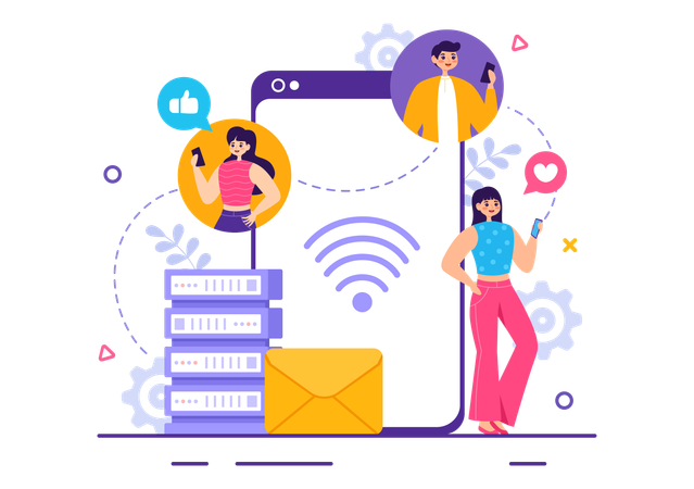 People are using wireless connection  Illustration