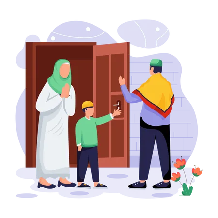 People are visiting at each other's house during Eid  Illustration