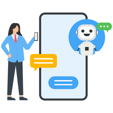 People asking a questions and receiving answers from helpdesk operator or chatbot Illustration