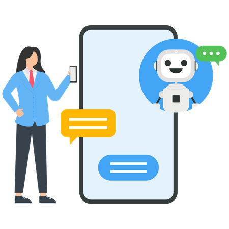 People asking a questions and receiving answers from helpdesk operator or chatbot  Illustration