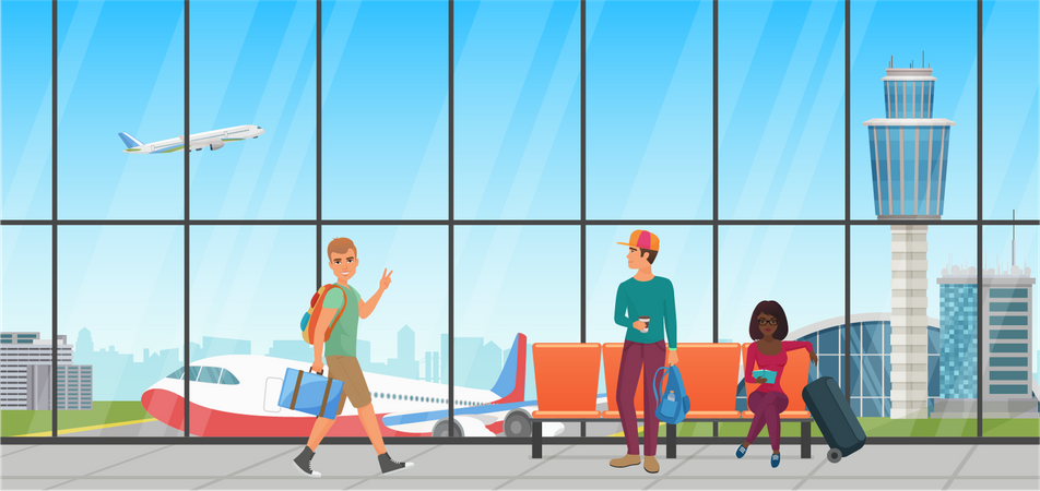 People at airport  Illustration