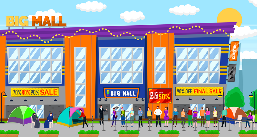 People at big mall  Illustration