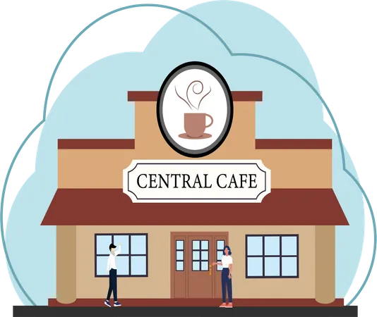 People at central cafe  Illustration