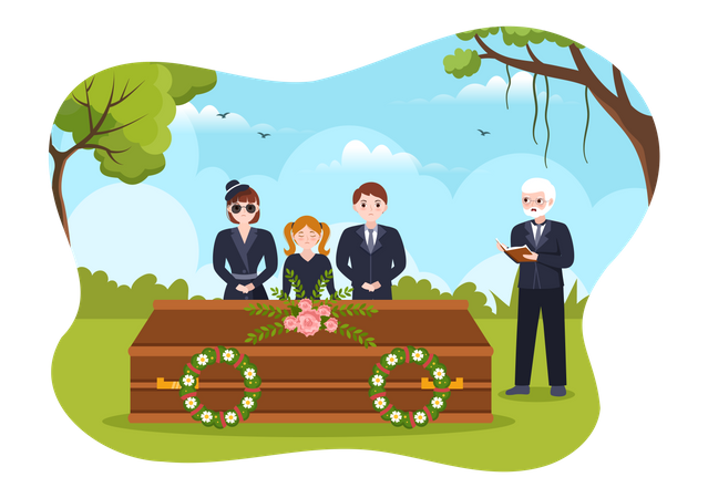 People at Funeral Ceremony  Illustration