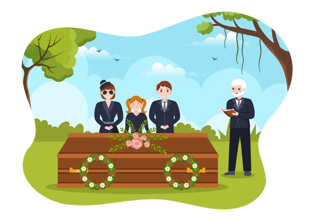 People at Funeral Ceremony  Illustration