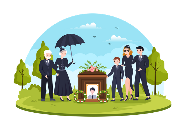 People at graveyard  Illustration