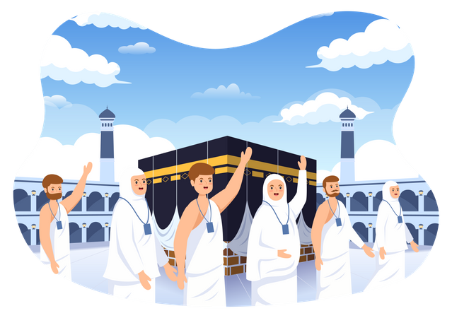 People at hajj pilgrimage Illustration