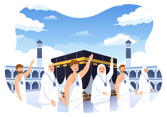 People at hajj pilgrimage  Illustration