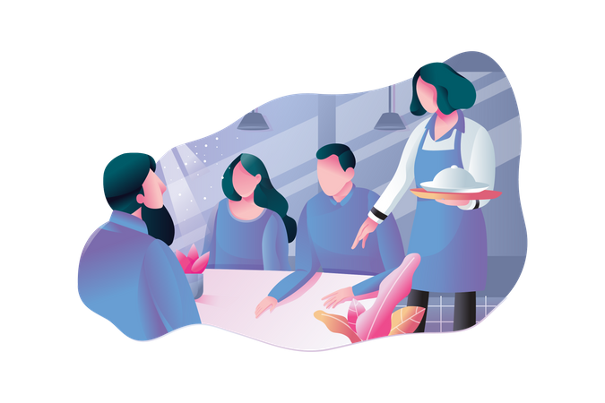 People at restaurant  Illustration