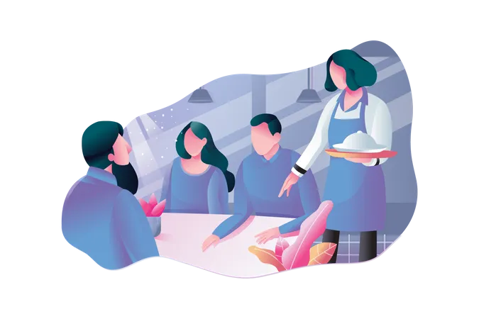 People at restaurant  Illustration