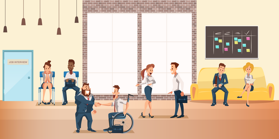 People at Shared Co-working Space Illustration