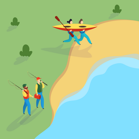 People at the river Illustration