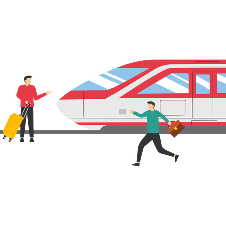 People at train station  Illustration
