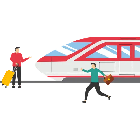 People at train station  Illustration