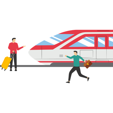 People at train station  Illustration