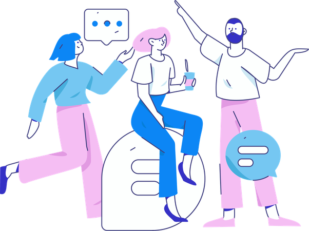 オンラインでビジネス会議に参加する人々  イラスト