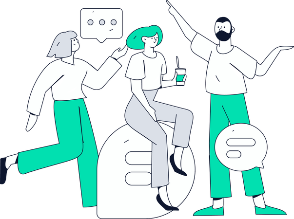 オンラインでビジネス会議に参加する人々  イラスト