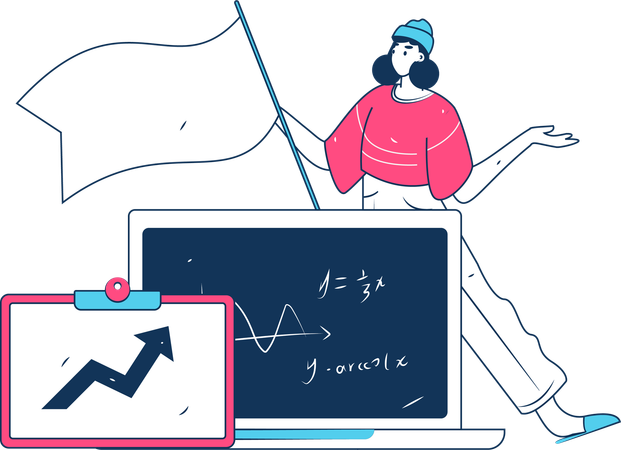 People attending digital math lecture  Illustration