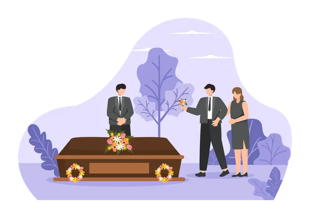 People attending funeral ceremony  Illustration