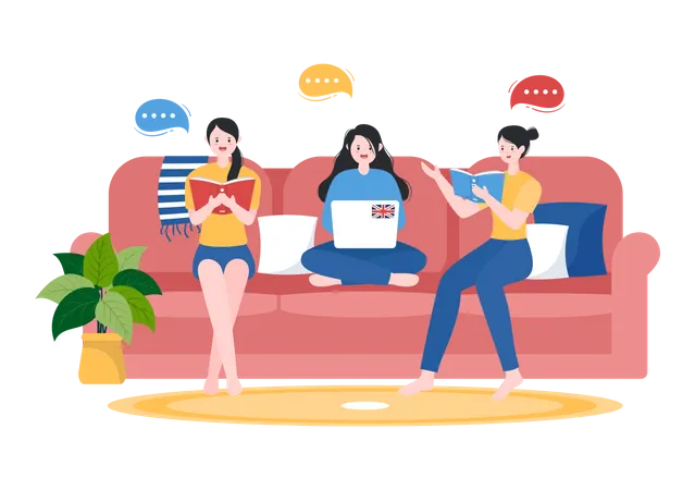 People attending language course  Illustration