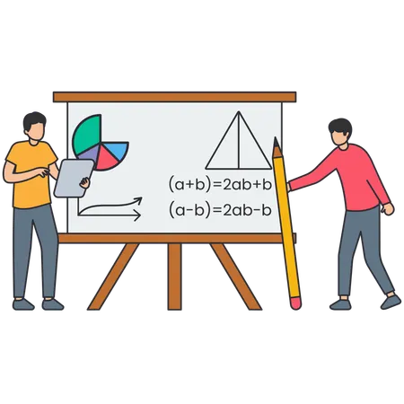 People attending math lecture  Illustration