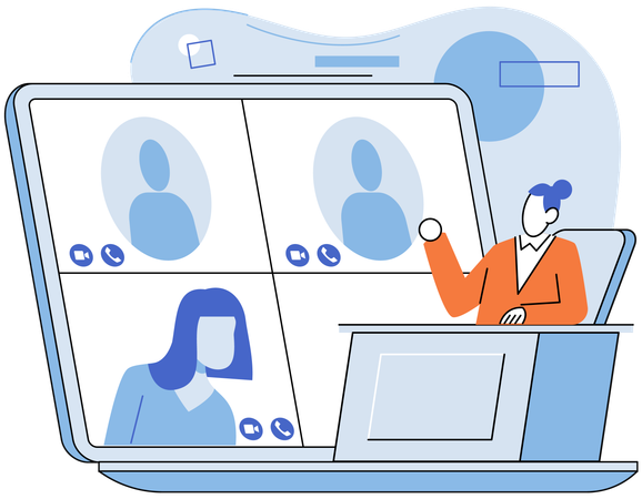 People attending online conference  Illustration