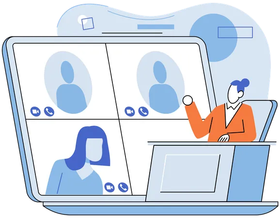 People attending online conference  Illustration