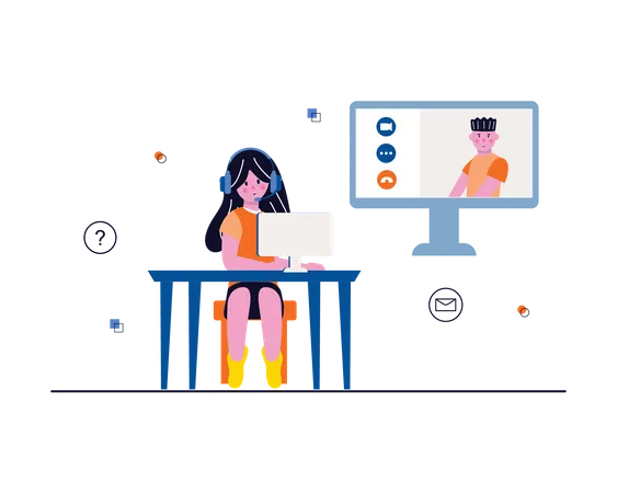 People attending online video call  Illustration