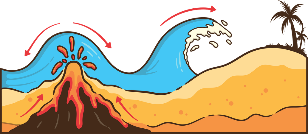 People becomes victim of tsunami disaster  Illustration