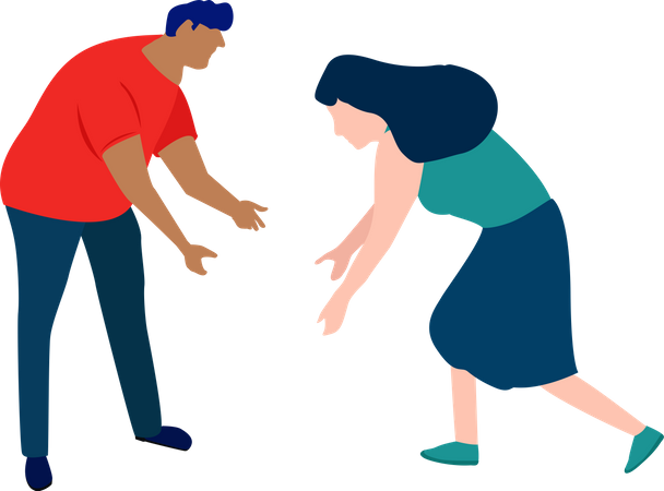 People bending down  Illustration