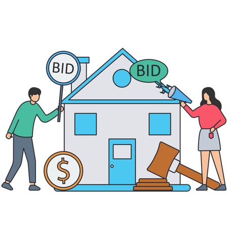 People bidding for property  Illustration