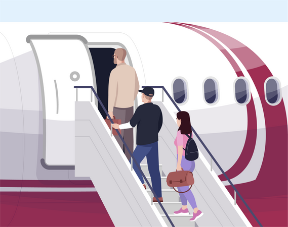 People boarding aeroplane Illustration