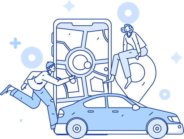 People booking online taxi  Illustration