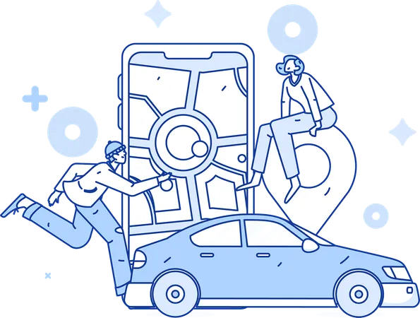 People booking online taxi  Illustration