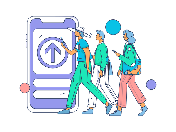 People booking train ticket on mobile  Illustration