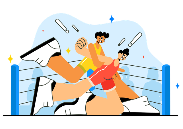 People boxing in ring  Illustration